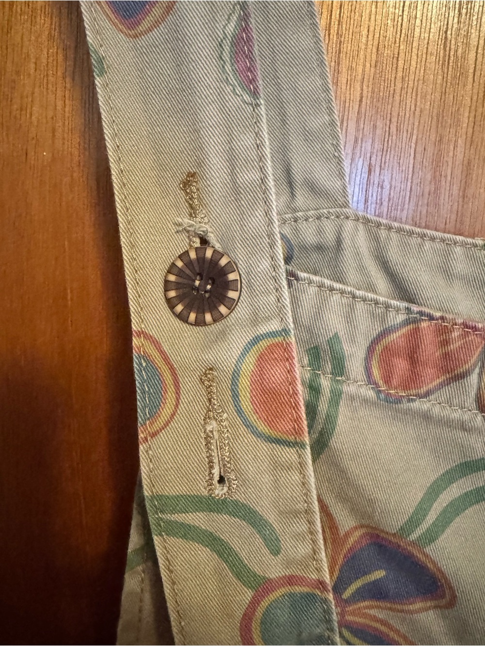 Floral Print Overall in Tan with Multicolor Flowers - Picture 3 of 9